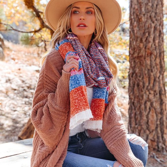 JENESIS STRIPED SCARF - ORANGE COMBO - Picture 3 of 4